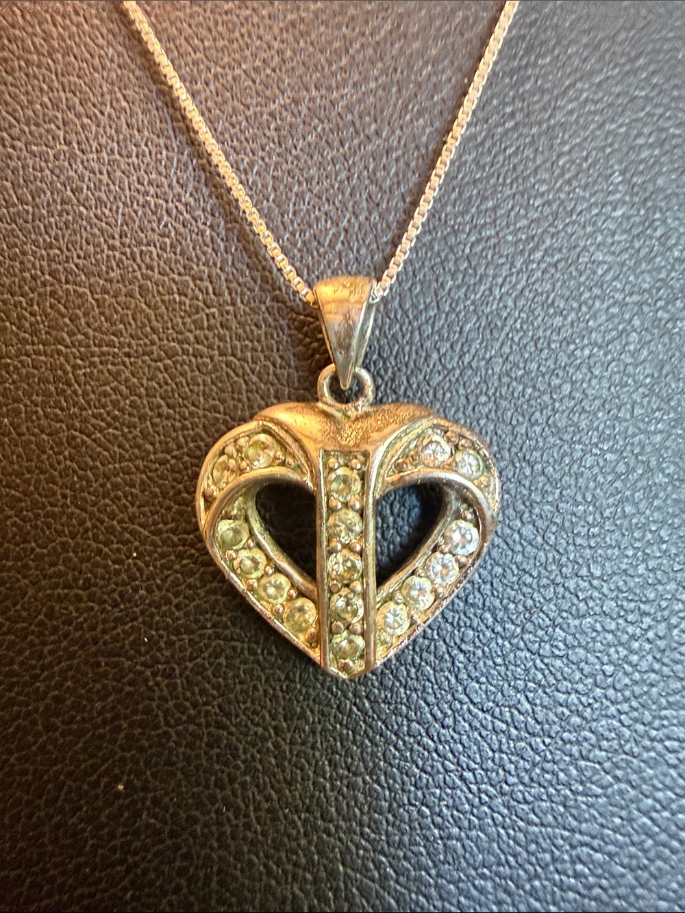 Sterling Silver Heart Pendant Necklace with Clear CZ Stones